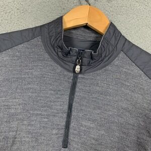 Johnnie-O Hybrid Sweater Mens Large Gray Prep-formance 1/4 Zip Golf Merino Blend